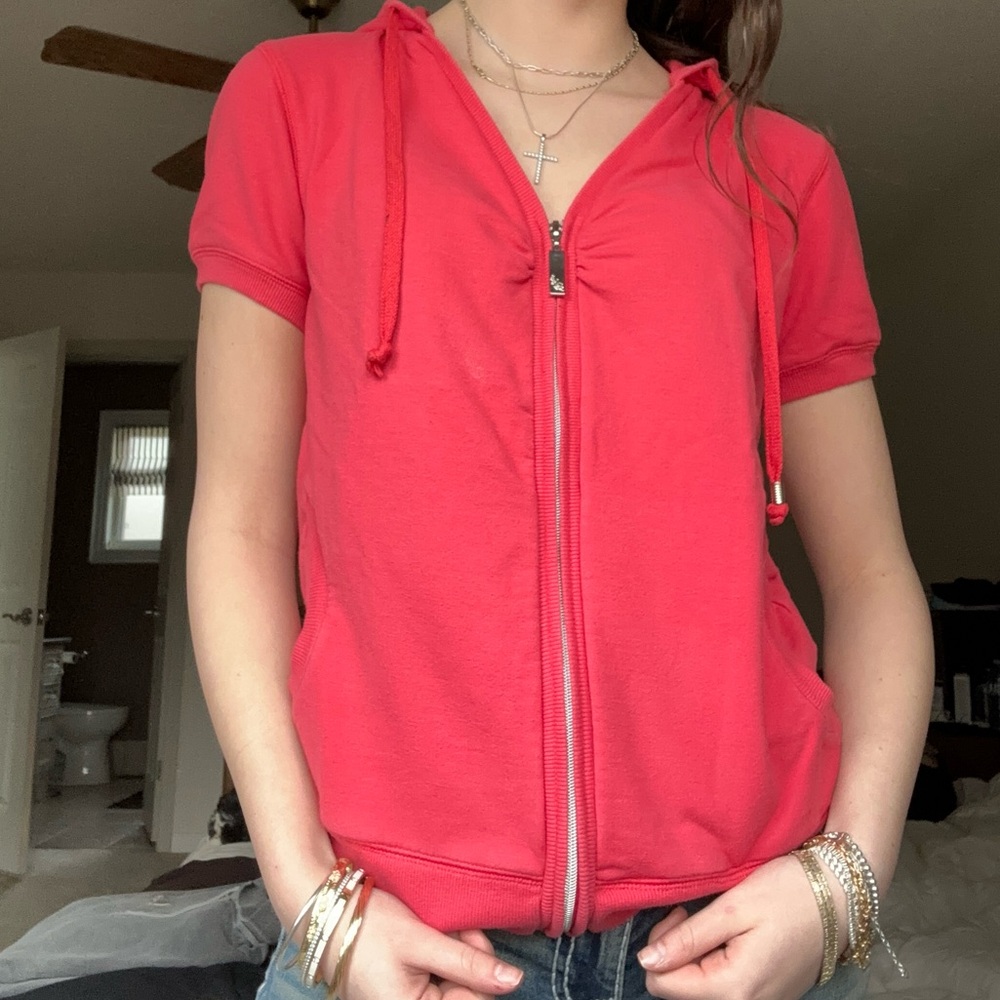 GreenTea Short Sleeve Zip Up